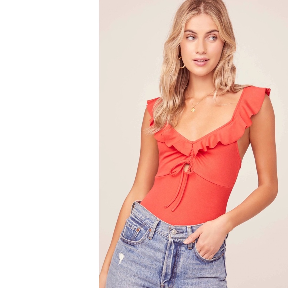 ASTR The Label | Peggy ruffle bodysuit | red
